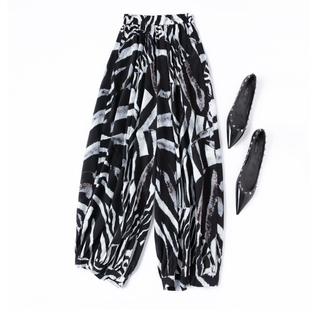 女萝卜裤 防晒凉快 真丝松紧腰插袋九分裤 难得一遇CHAO宽幅灯笼裤