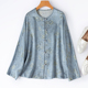蓝色中式 老钱风衬衫 桑蚕丝圆领连肩袖 精美提花丝羊毛 开衫 外套女