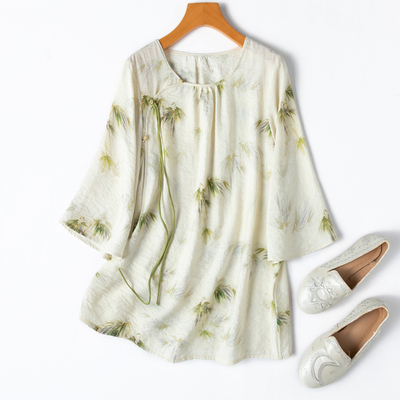 文艺脱俗！新中式！真丝干丝衬衫