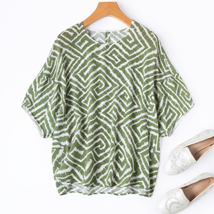 设计感立体剪裁灯笼袖 软糯真丝双绉圆领清爽宽松T恤桑蚕丝短袖