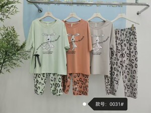 锦依豪睡衣夏季棉质短袖七分裤套装女士甜美可外穿少女家居服0031