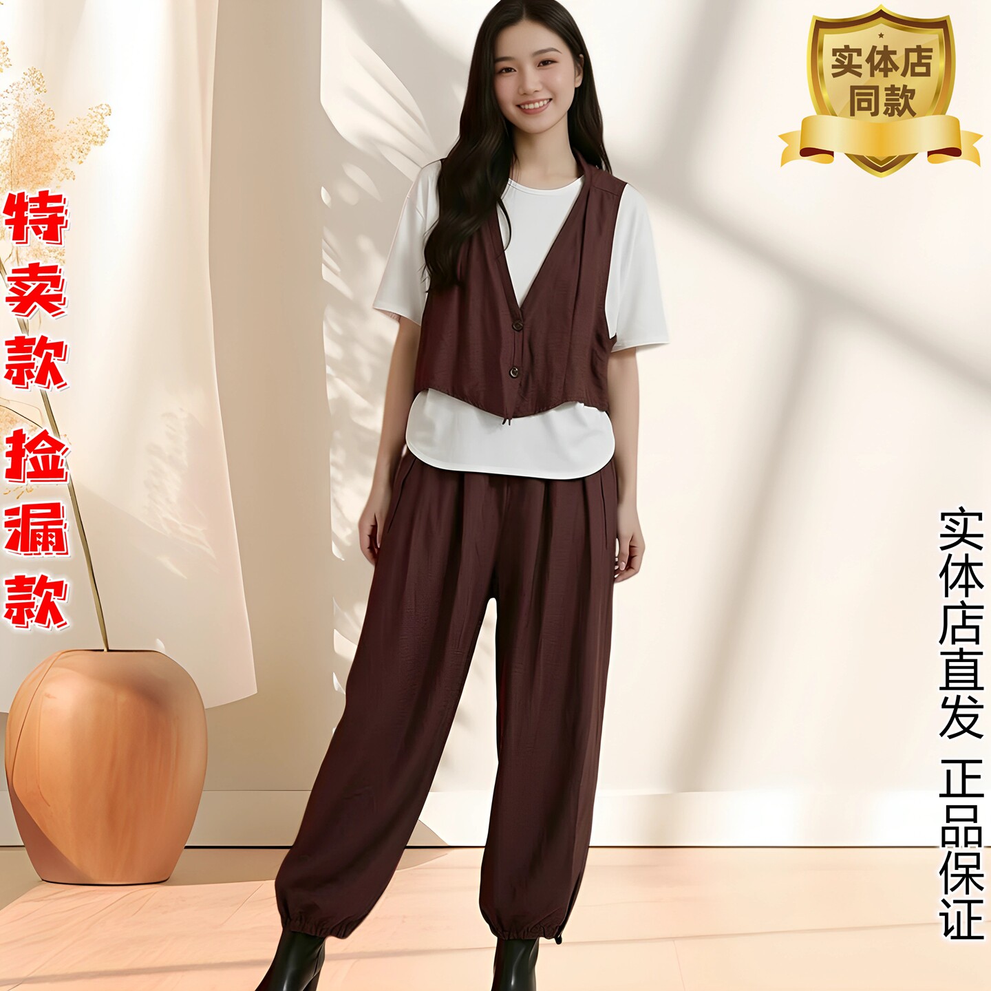中老年女装夏季套装短袖三件套