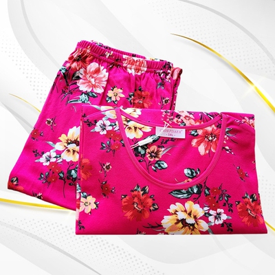 印花长袖纯棉内衣套CROK女全棉