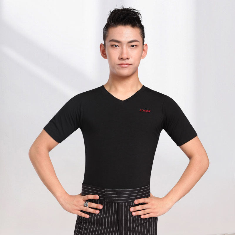 拉丁舞训练服男生摩登舞练功服男拉丁舞上装
