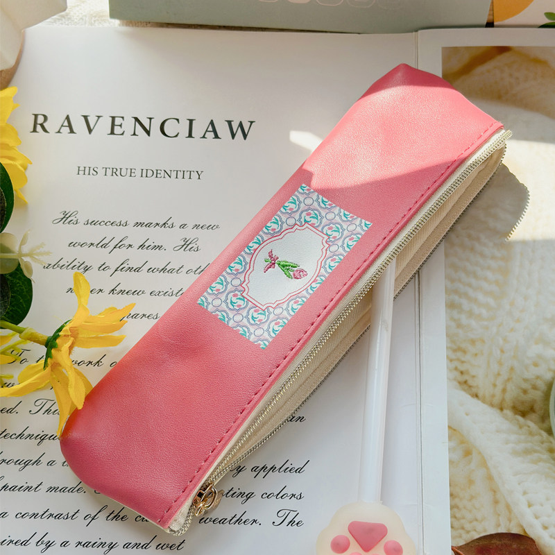 彩色迷你清新笔袋简约女小号钢笔袋大容量收纳原创刺绣学生文具袋