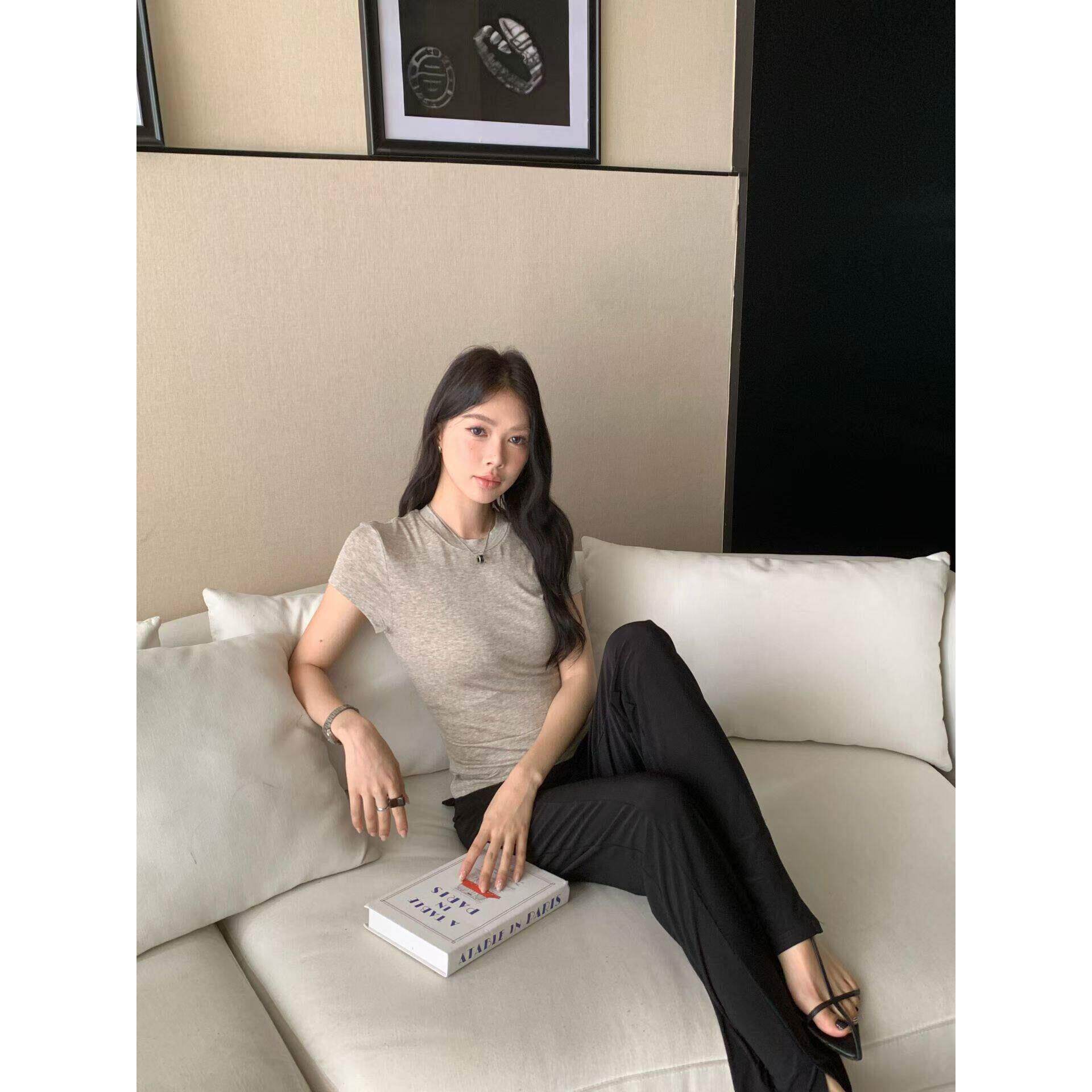 现 闰熙runxi8223亲肤软糯飞飞袖T恤打底衫女26夏季百搭舒适半袖