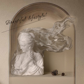 留连轻奢面纱少女雕塑摆件高级小众奶油风艺术品客厅玄关法式 饰 装