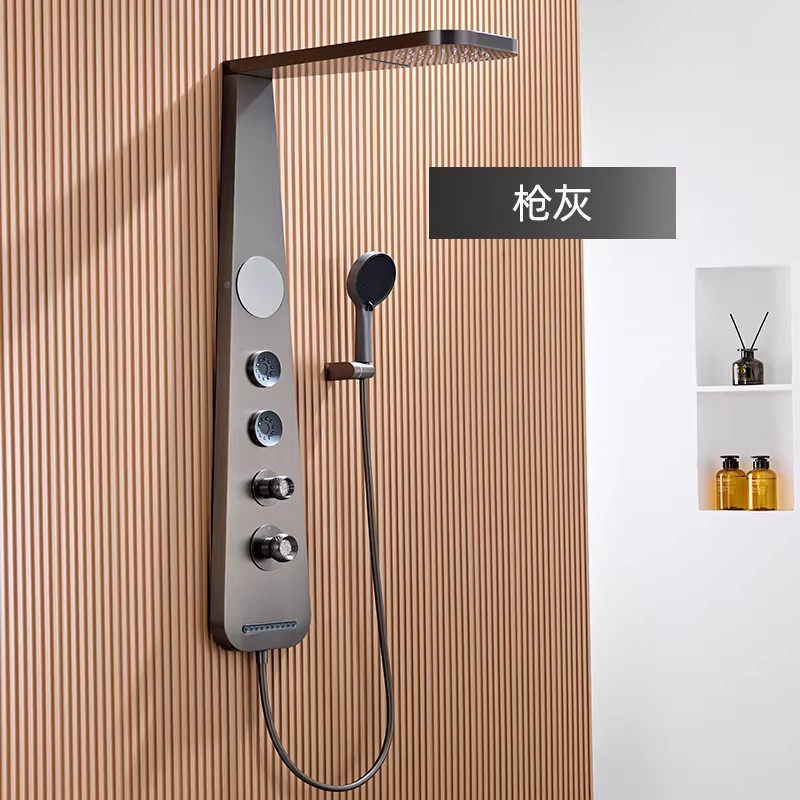 大淋浴按摩花洒套装淋浴屏奶油风浴室卫生间家用增压沐浴器