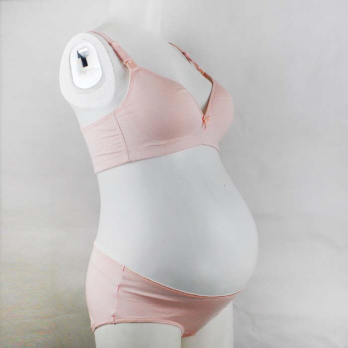 断码canlemon珂莱曼孕妇细条纹哺乳文胸内衣套装再生纤维素日本