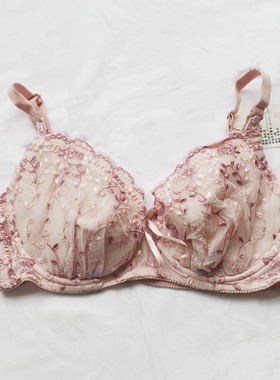 断码CANLEMON孕妇装粉色蕾丝绣花文胸哺乳喂奶内衣软钢托