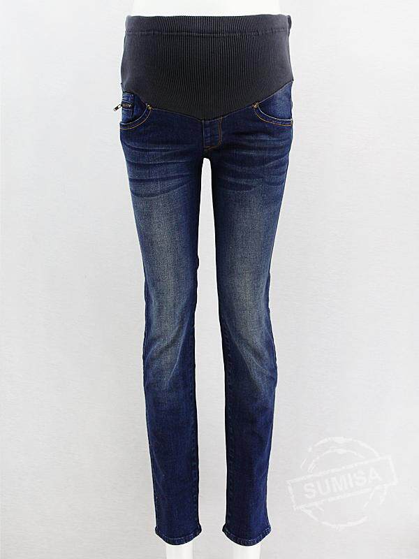 断码blanc et banche孕妇托腹修身钉扣牛仔小脚裤子秋冬专柜