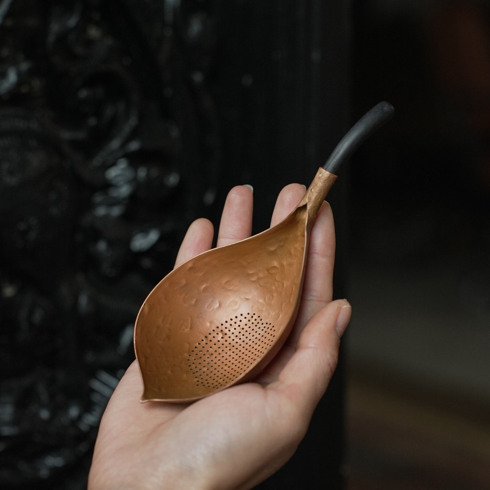 纯铜茶滤手工锤纹莲瓣荷花茶漏滤茶器茶叶过滤网茶隔功夫茶具配件