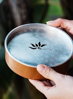 莲心澄澈铝盖莲花镂空紫铜壶承一方水盂禅意高颜值茶盘干泡台茶具