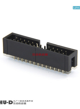 L-YO牛角座直针 DC3-26P直脚 26芯牛角插座 排线插座2.54间距黑色