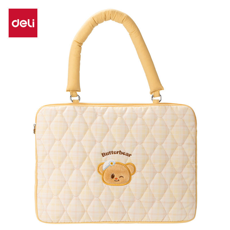 得力HY621黄油小熊补习袋加绒内衬电脑包加厚棉质可手提可单肩背,文具电教/文化用品/商务用品,补习袋/学科袋/科目袋,淘宝优惠券,粉丝福利购,淘宝优惠卷