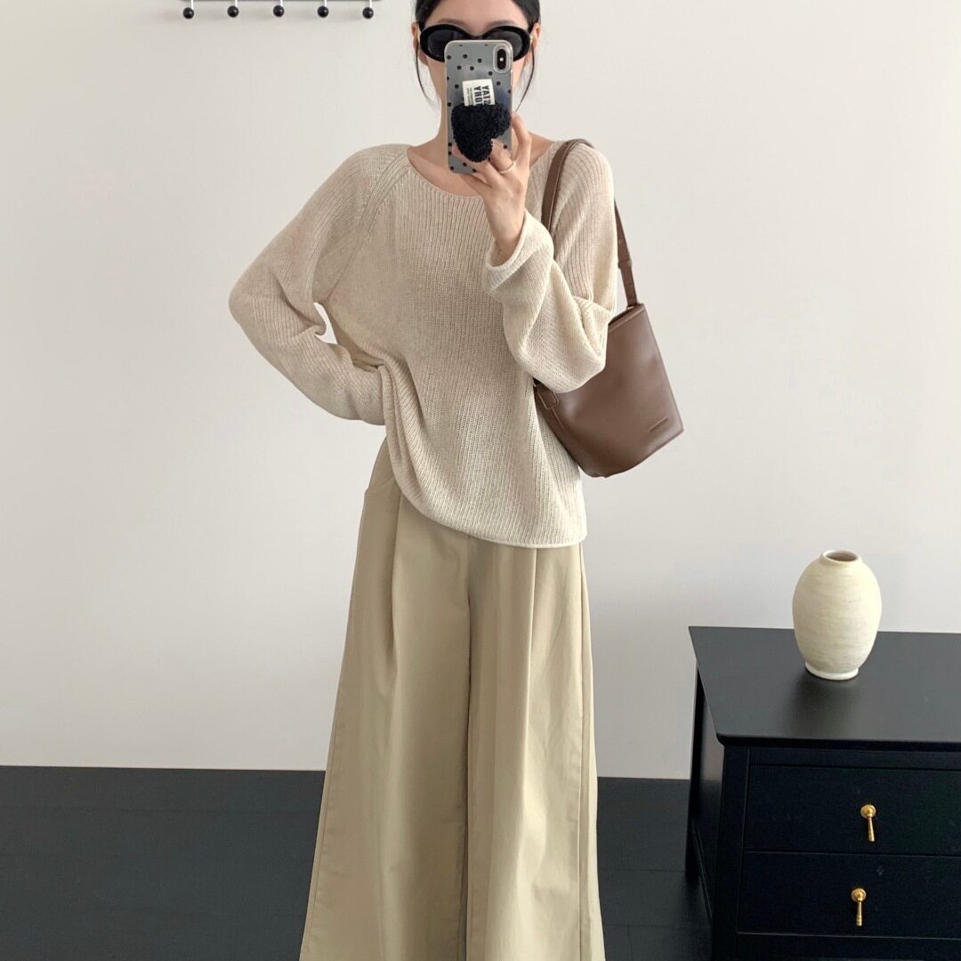 天丝亚麻春夏镂空防晒罩衫长袖针织衫慵懒宽松套头薄款女上衣