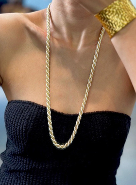 人造珍珠麻花缠绕毛衣链