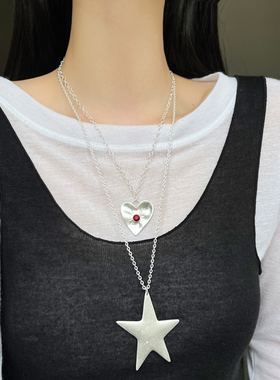 星与心小众设计毛衣链光芒爱心