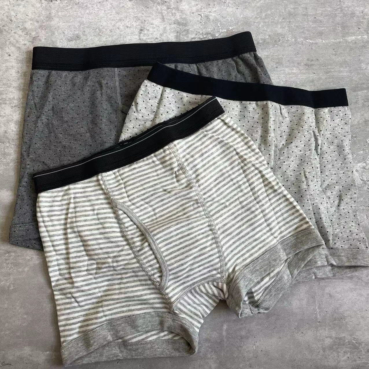 外贸muji出口剩余纯棉材质男孩儿童宝宝平角内裤舒适柔软一包三条