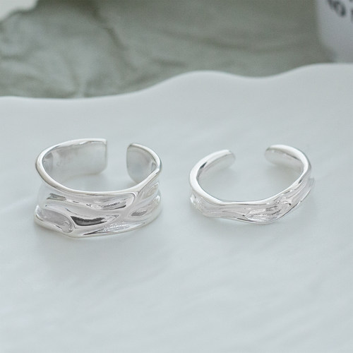 通体S925纯银不规则纹理戒指