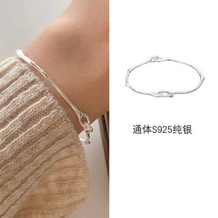 通体S925纯银树枝手镯女款设计感高级轻奢小众简约INS风气质百搭