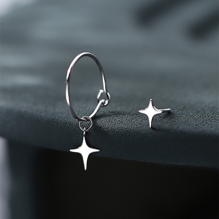 通体S925纯银饰韩版气质不对称