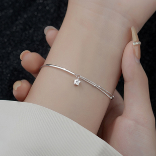 通体S999足银纯银星星手链女轻奢小众设计感手镯闺蜜手环百搭手饰
