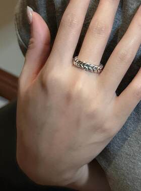 S925纯银麦穗戒指女款简约百搭