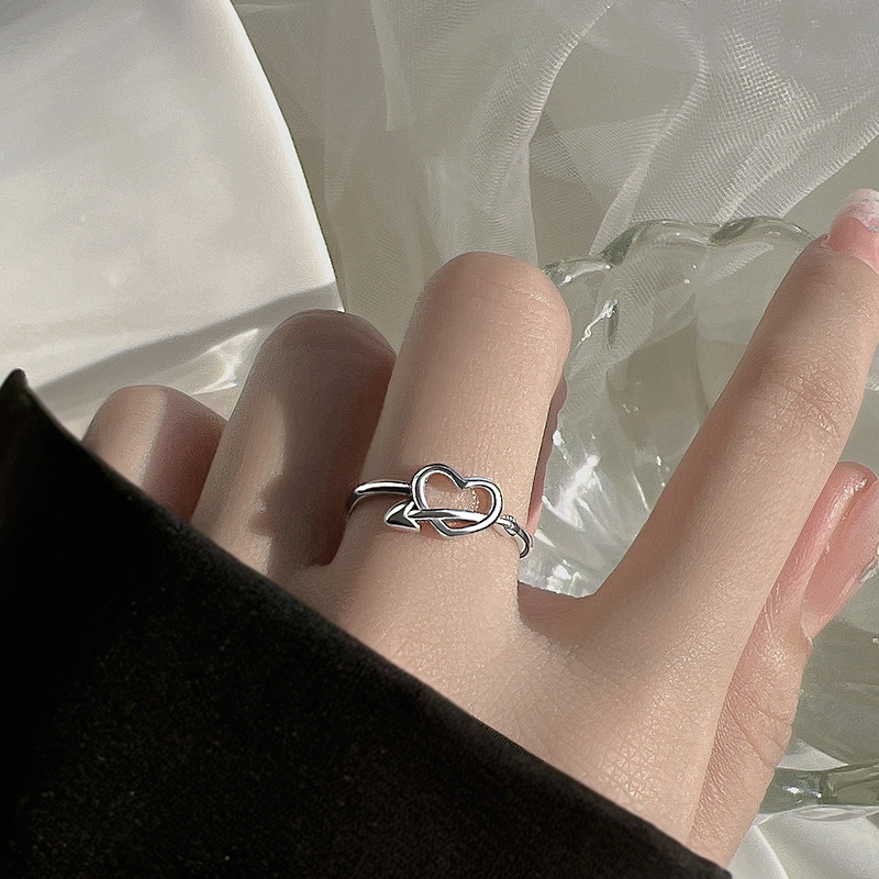 通体S999足银纯银一箭穿心戒指