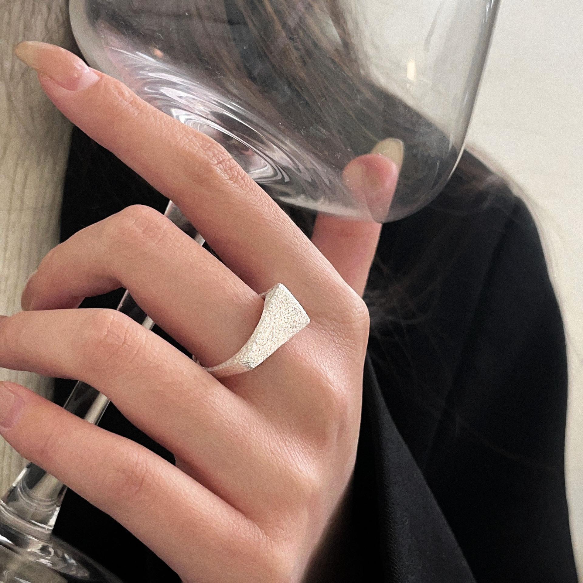 不规则食指戒INS戒指拉丝925纯银