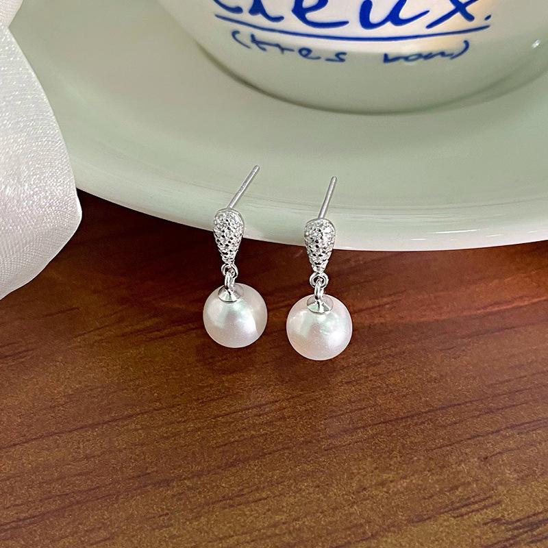 通体S925纯银水滴珠耳坠