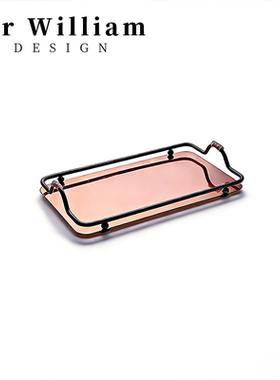 MR William 现代简约高级感金属香薰托盘咖啡杯托盘家居装饰摆件