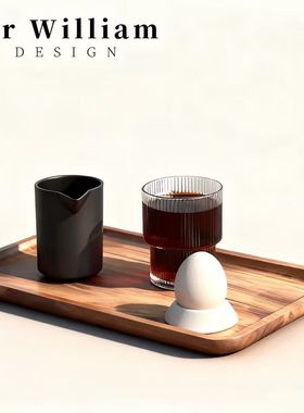 MR William 日式复古实木托盘高级感家用茶点盘下午茶点心盘子