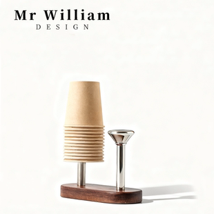 MR William 北欧轻奢一次性杯架胡桃木高级感取杯器收纳置物架