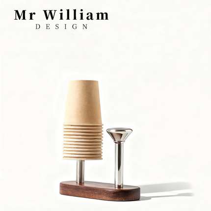 MR William 北欧轻奢一次性杯架胡桃木高级感取杯器收纳置物架