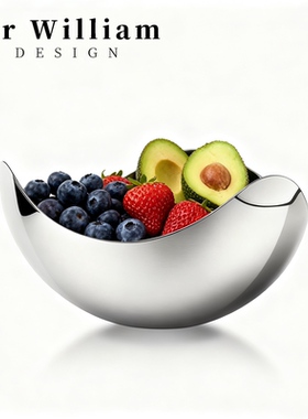 MR William 北欧现代简约不锈钢果盆家用创意波浪造型果盆设计感