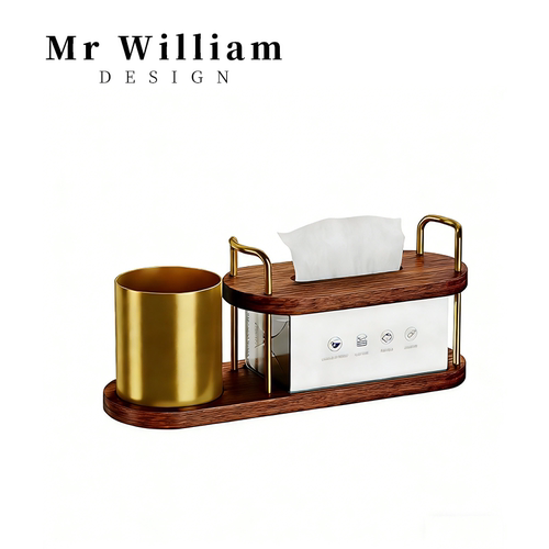 MRWilliam轻奢木质桌面纸巾收纳