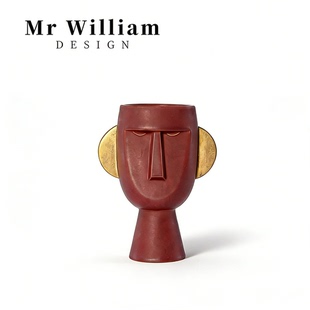 饰时尚 北欧轻奢小众抽象人脸造型花瓶家居装 摆件 William