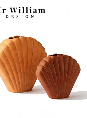 MR William 现代简约陶瓷贝壳花瓶家居装饰摆件高级感ins风花器