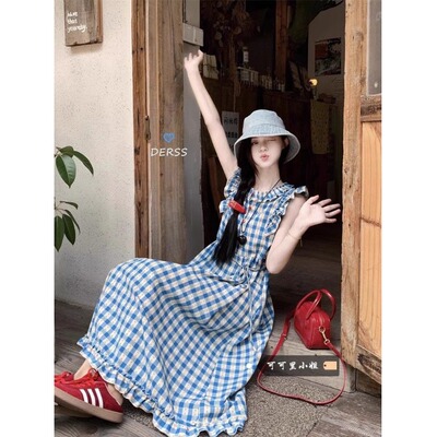 休闲风A字裙甜美气质少女过膝裙