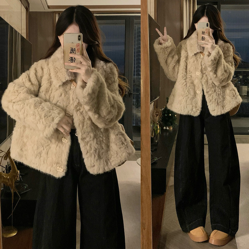 高中女生加厚羊羔毛外套冬季棉袄大学生时髦气质皮毛一体呢子棉服