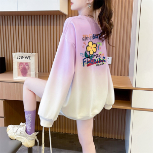 初中女生甜美可爱长袖上衣14宽松15时尚16岁高中学生秋季卫衣外套