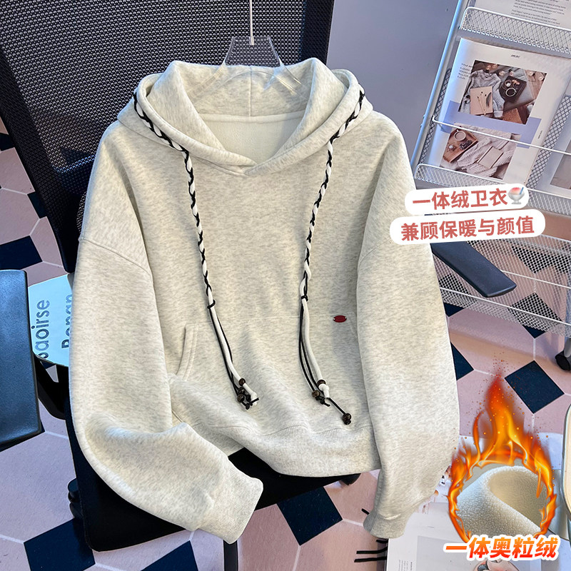 潮流时尚加绒加厚宽松休闲风卫衣