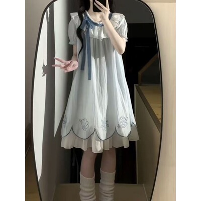 甜美风A字裙洋气时尚少女中长裙