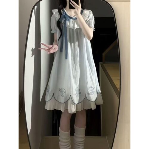 甜美风A字裙洋气时尚少女中长裙