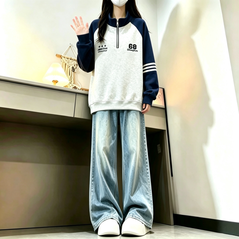 少女潮流时尚休闲卫衣秋季新款初高中学生宽松运动减龄学院风卫衣