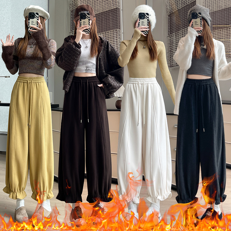 松紧腰休闲风潮流九分少女灯笼裤