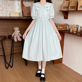 少女大童可爱娃娃领裙子夏13清新14洋气15岁初中学生甜美连衣裙12