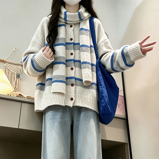 秋冬新款宽松加厚毛衣女初高中大学生时尚韩系学院风针织开衫外套