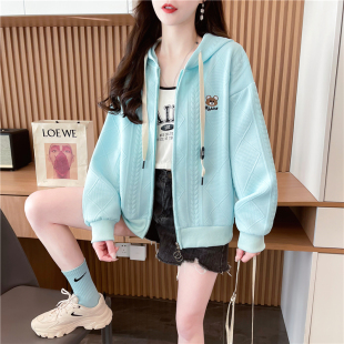 初中生甜美春装外套宽松时尚少女小个子高中学生休闲连帽卫衣开衫